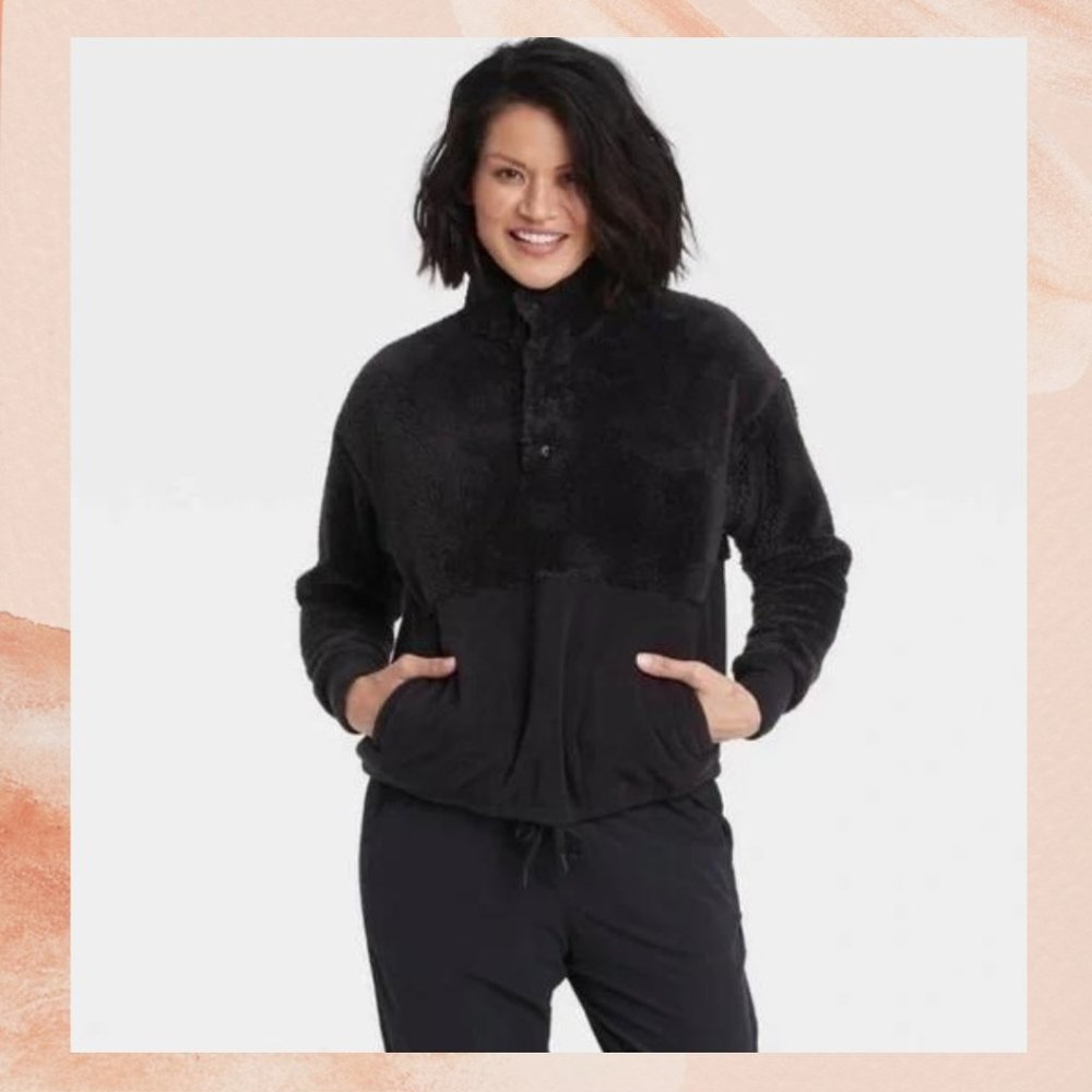 All In Motion Black Cozy Sherpa Fleece Pullover